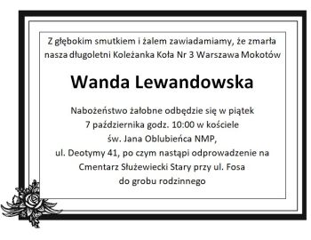 Pożegnanie Koleżanki Wandy Lewandowskiej